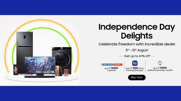 Discounts Offers On Tabs, Smart TVs, Smartphones, Wearables And More স্বাধীনতা দিবস উপলক্ষে স্মার্টফোন সহ বিভিন্ন প্রোডাক্টে ধামাকা সেল নিয়ে হাজির স্যামসাং- Bengali Gizbot